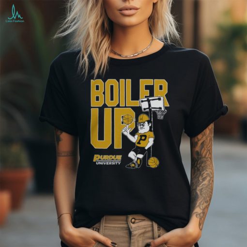 Purdue Boilermakers Black Boiler Pete Basketball Short Sleeve Fashion T Shirt