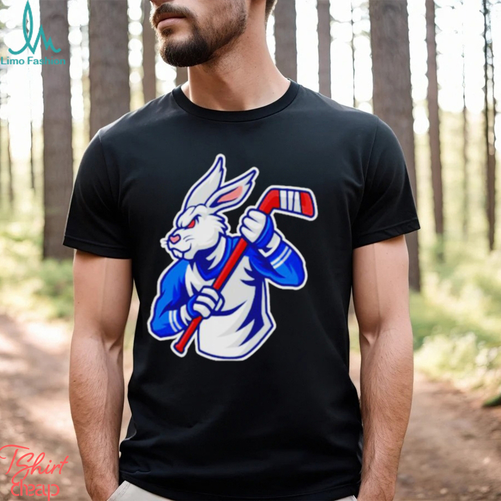 Rabbit hockey player mascot and sport pattern shirt Rabbit hockey player mascot and sport pattern shirt