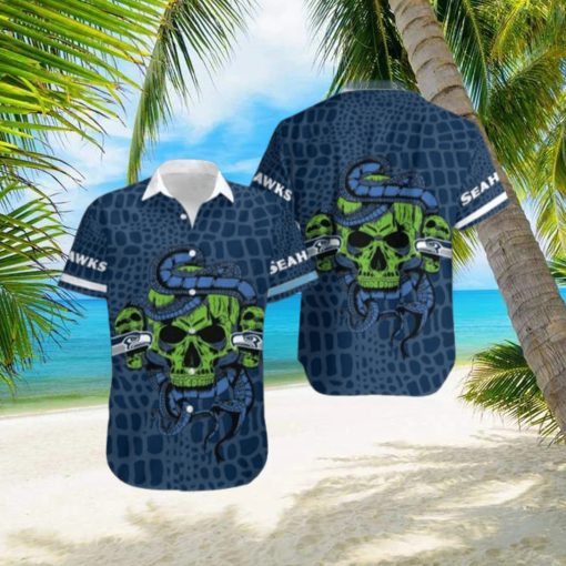 Seattle Seahawks Snake And Skull Hawaiian Shirt