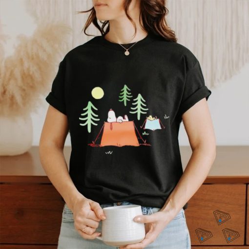 Snoopy and Woodstock sleeping on tent camping shirt