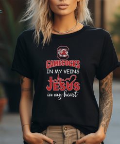 South Carolina Gamecocks In My Veins Jesus In My Heart T Shirt