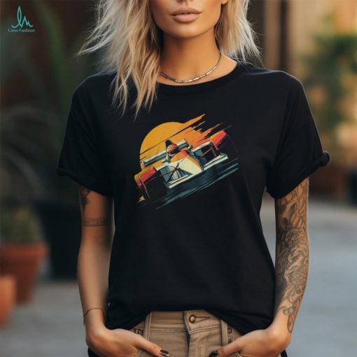 Sunset Speedster Retro Race Car Enthusiast Automotive Art Shirt