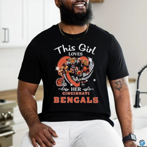 This girl loves her Cincinnati Bengals Hearts diamond mascot 2024 shirt