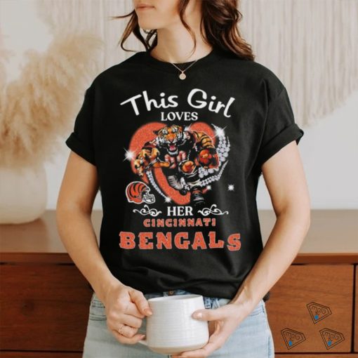 This girl loves her Cincinnati Bengals Hearts diamond mascot 2024 shirt