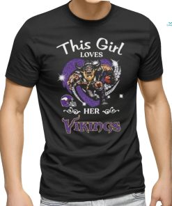 This girl loves her Minnesota Vikings Hearts diamond mascot 2024 shirt