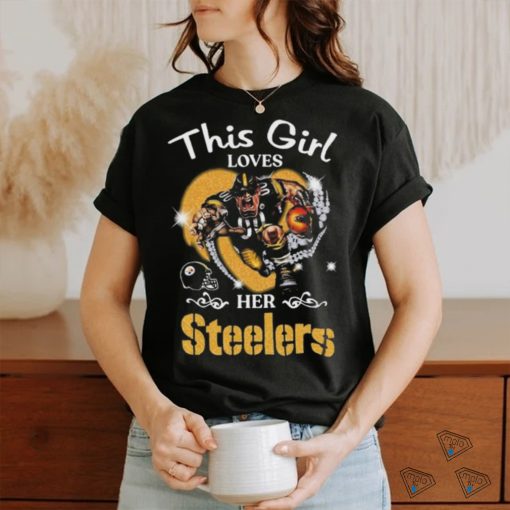 This girl loves her hearts mascot Pittsburgh steelers diamond 2024 shirt