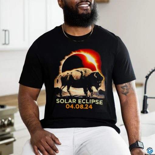 Total Solar Eclipse April 8 2024 America Solar Eclipse Funny Bison shirt