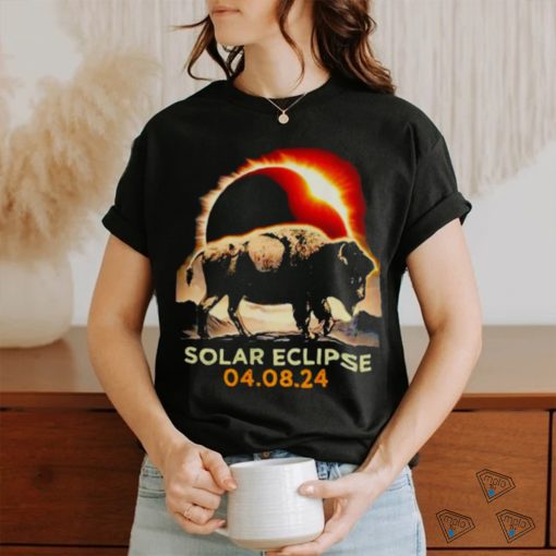 Total Solar Eclipse April 8 2024 America Solar Eclipse Funny Bison shirt