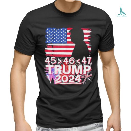 Trump 2024 45 46 47 USA flag fireworks shirt