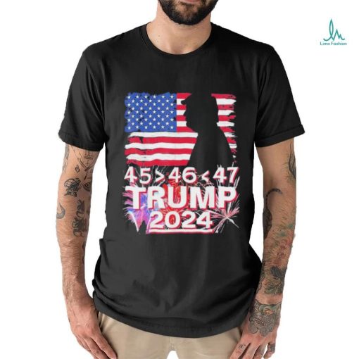Trump 2024 45 46 47 USA flag fireworks shirt