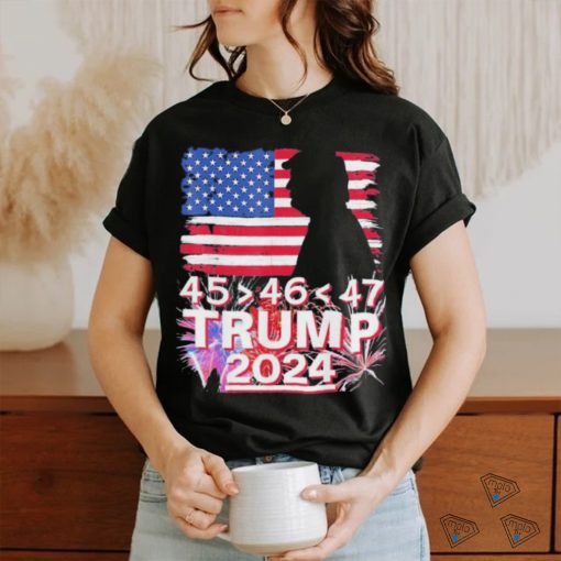 Trump 2024 45 46 47 USA flag fireworks shirt
