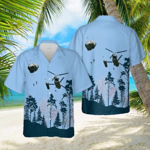 US Army paratroopers jump out the back of a CH_47 Chinook helicopter Hawaiian Shirt