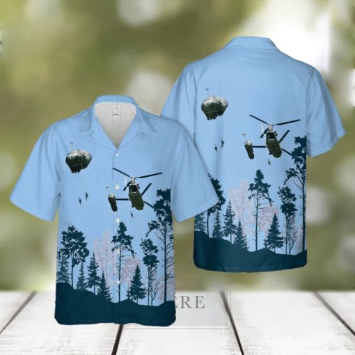 US Army paratroopers jump out the back of a CH_47 Chinook helicopter Hawaiian Shirt