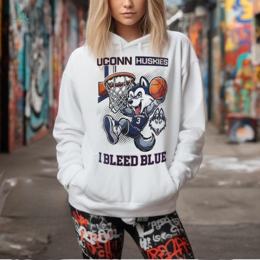 Uconn Huskies 2024 Basketball National Champions Mascot I Bleed Blue Shirt