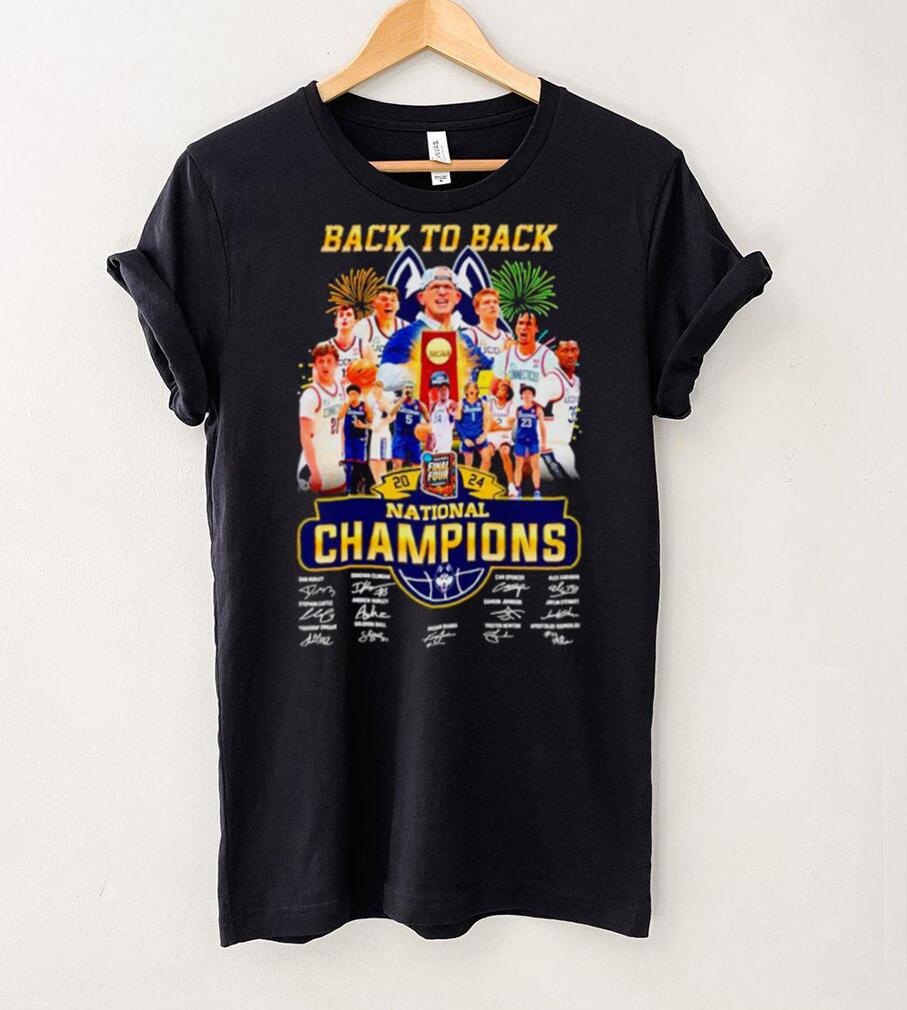 Uconn Huskies men’s basketball 2024 back to back national champions signatures shirt Uconn Huskies men’s basketball 2024 back to back national champions signatures shirt