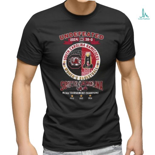 Undefeated 38 0 South Carolina Gamecocks NCAA Women’s Basketball Champions 2017, 2022, 2024 Shirt