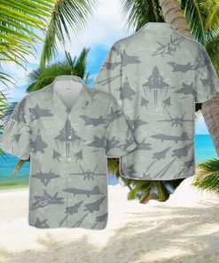 Us Air Force Lockheed Martin Raptor Aircraft Silhouettes Hawaiian Shirt Unique Gift