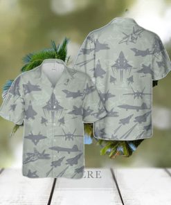 Us Air Force Lockheed Martin Raptor Aircraft Silhouettes Hawaiian Shirt Unique Gift