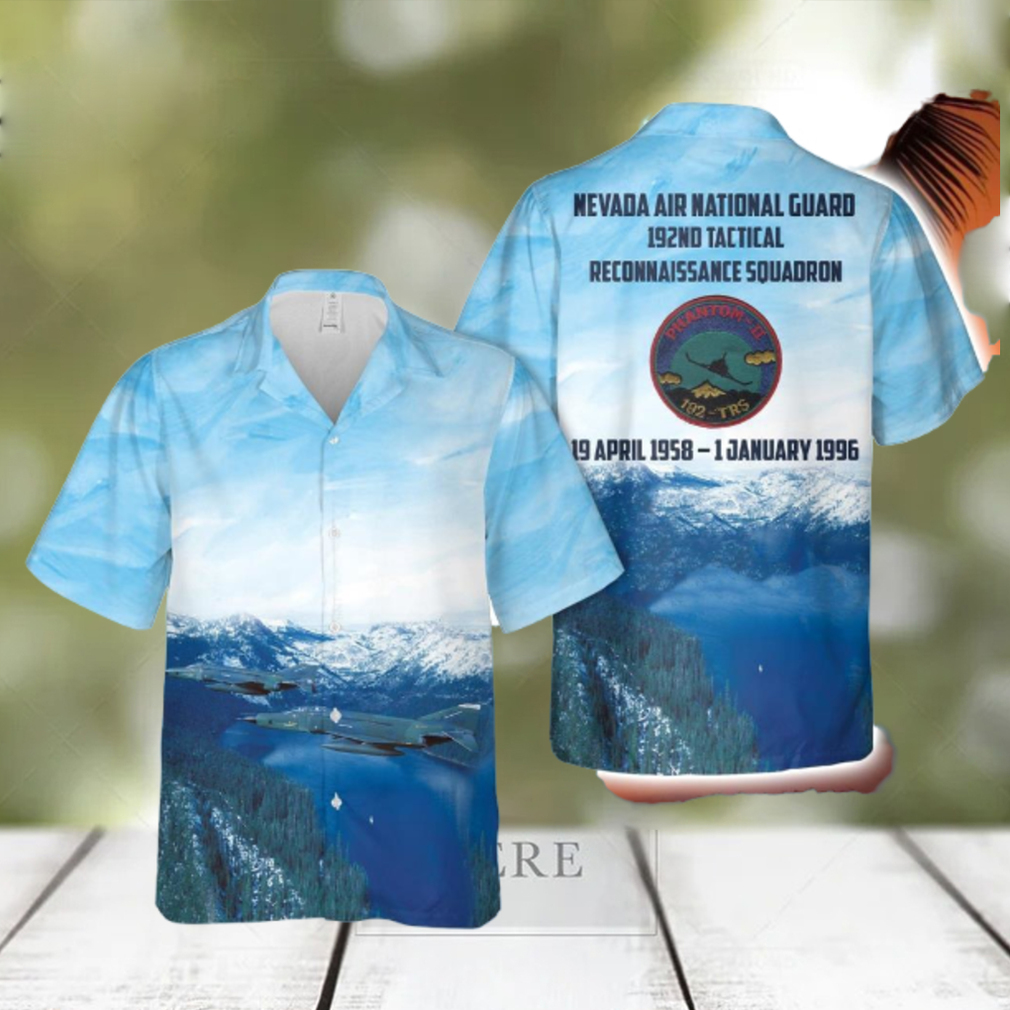 Us Air Force Nevada Air National Guard 192nd Tactical Reconnaissance Squadron, Mcdonnell Rf 4c Phantom Ii Personal Style Button Down Hawaiian Shirt Us Air Force Nevada Air National Guard 192nd Tactical Reconnaissance Squadron, Mcdonnell Rf 4c Phantom Ii Personal Style Button Down Hawaiian Shirt