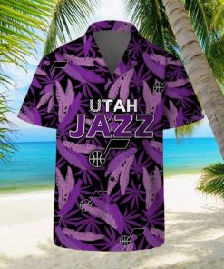 Utah Jazz Summer Hawaii Team Shirt Pattern Leaves Vintage Art Hawaiian Shirts And Beach Shorts