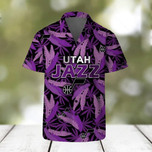 Utah Jazz Summer Hawaii Team Shirt Pattern Leaves Vintage Art Hawaiian Shirts And Beach Shorts