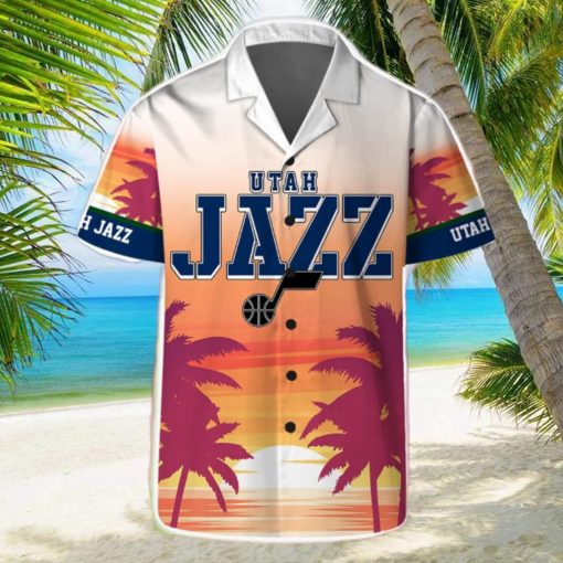 Utah Jazz Summer Hawaii Team Shirt Pattern Sunset Tropical Hawaiian Shirts And Beach Shorts