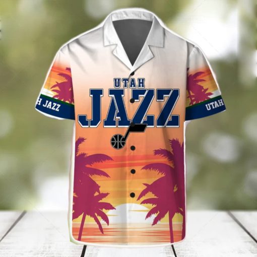 Utah Jazz Summer Hawaii Team Shirt Pattern Sunset Tropical Hawaiian Shirts And Beach Shorts