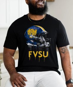 Youth Black Fort Valley State Wildcats Team Logo Dripping Helmet T Shirt