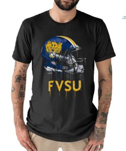 Youth Black Fort Valley State Wildcats Team Logo Dripping Helmet T Shirt