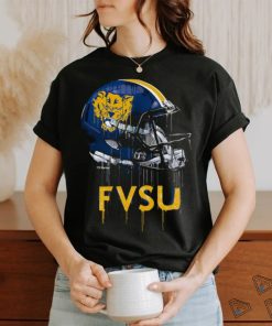 Youth Black Fort Valley State Wildcats Team Logo Dripping Helmet T Shirt