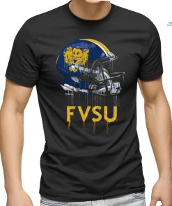 Youth Black Fort Valley State Wildcats Team Logo Dripping Helmet T Shirt