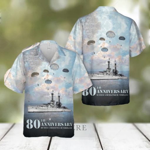 1. The DDay 80th Anniversary Landings and the Battle of Normand Battleship USS Texas (BB35) Hawaiian Shirt For Men Women Summer