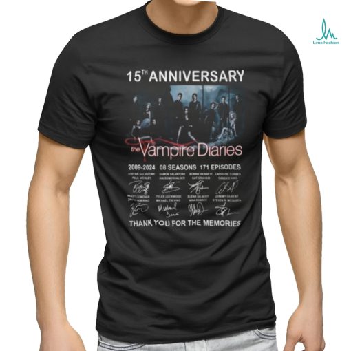 15th Anniversary The Vampire Diaries 2009 2024 08 Seasons 171 Episodes Thank You For The Memories T Shirt