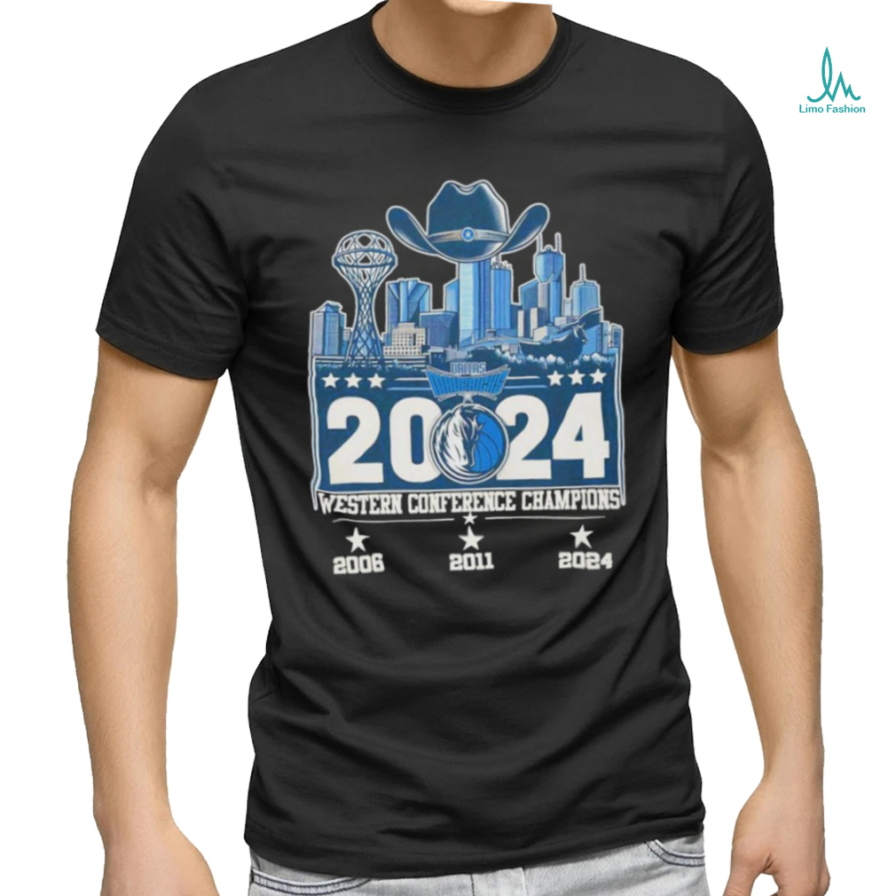 2024 Dallas Mavericks Skyline Western Conference Champions 3 Times 2006 2011 2024 T Shirt