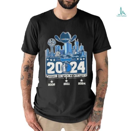 2024 Dallas Mavericks Skyline Western Conference Champions 3 Times 2006 2011 2024 T Shirt