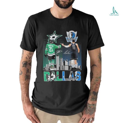 2024 Playoffs Luka Doncic And Jason Robertson Dallas City Sports Teams Signatures Shirt