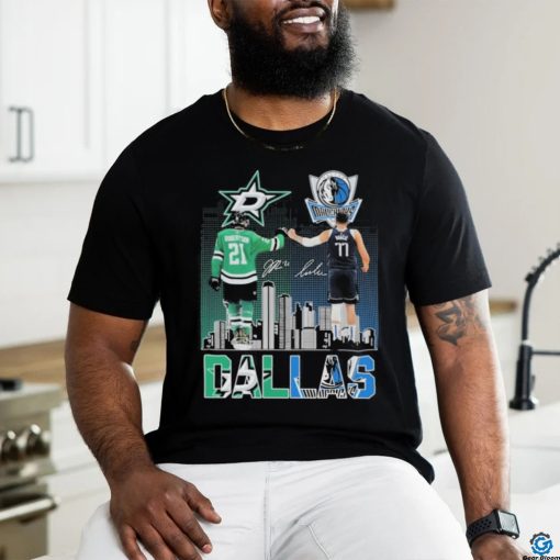 2024 Playoffs Luka Doncic And Jason Robertson Dallas City Sports Teams Signatures Shirt