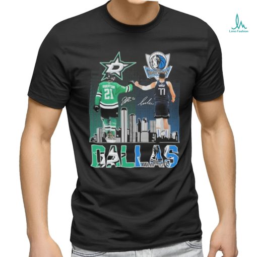 2024 Playoffs Luka Doncic And Jason Robertson Dallas City Sports Teams Signatures Shirt