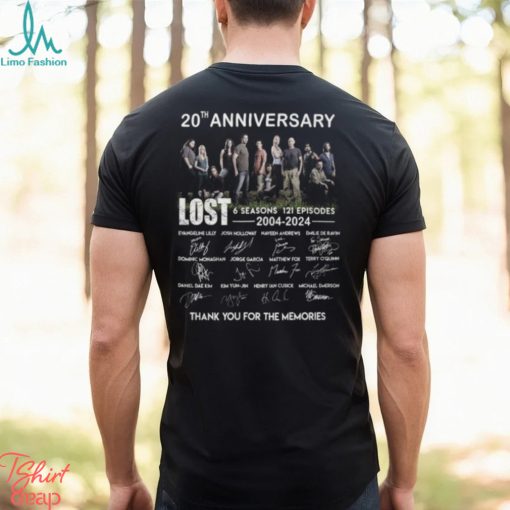 20th Anniversary LOST 6 Seasons 121 Episodes 2004 2024 Thank You For The Memories T Shirt