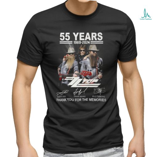 55 Years 1969 2024 Zz Top Thank You For The Memories T Shirt