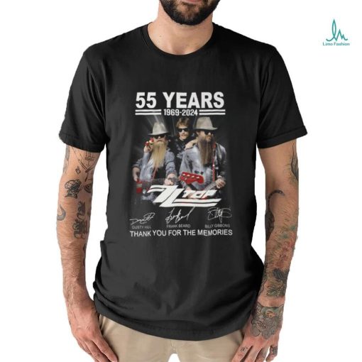 55 Years 1969 2024 Zz Top Thank You For The Memories T Shirt