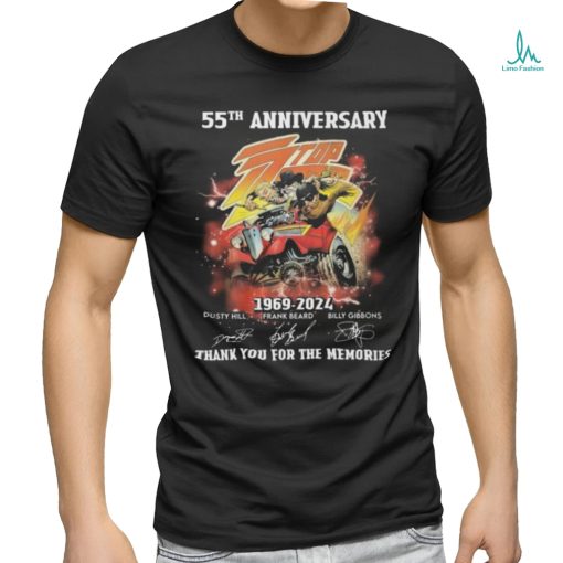 55th Anniversary Zz Top 1969 2024 Thank You For The Memories Signatures T shirt