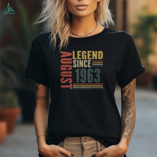 60Th Birthday Legend Since August 1963 60 Years Old Vintage Men’s T shirt