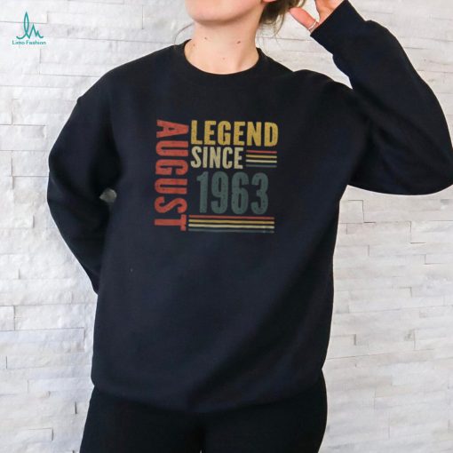 60Th Birthday Legend Since August 1963 60 Years Old Vintage Men’s T shirt