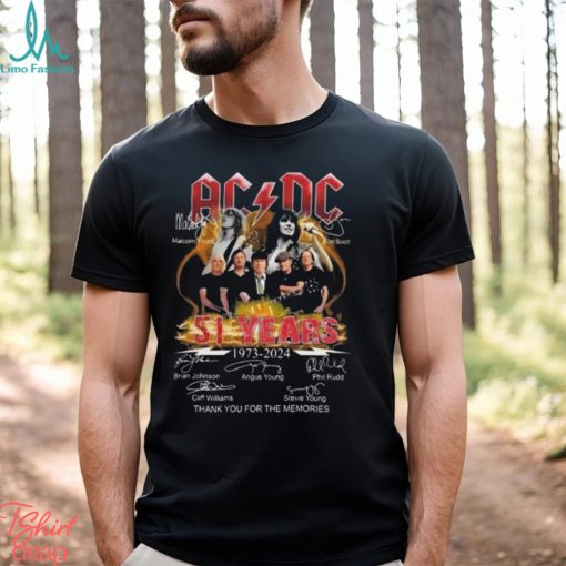 AcDc power up tour 2024 51 years 1973 2024 thank you for the memories signatures shirt