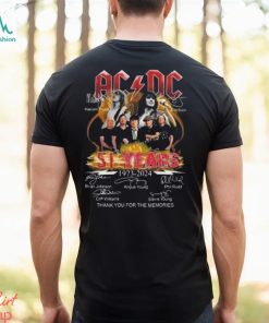 AcDc power up tour 2024 51 years 1973 2024 thank you for the memories signatures shirt