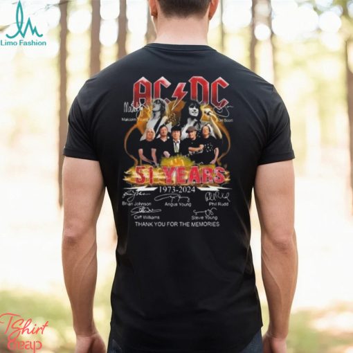 AcDc power up tour 2024 51 years 1973 2024 thank you for the memories signatures shirt