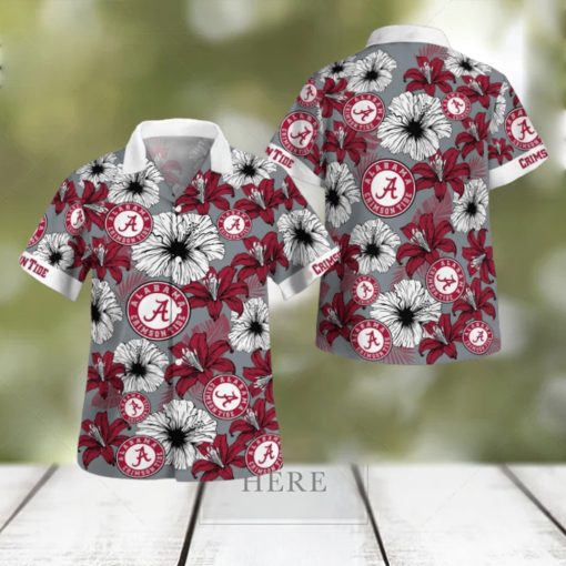 Alabama Crimson Tide Flower 3D Hawaiian Shirt All Over Printed Beach Shirt