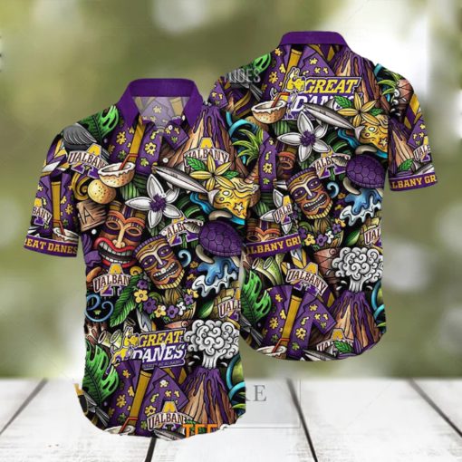 Albany Great Danes NCAA Mens Floral Special Design Hawaiian Shirt