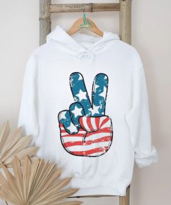 American Flag Peace Sign Hand 4th Of July Patriotic Shirt